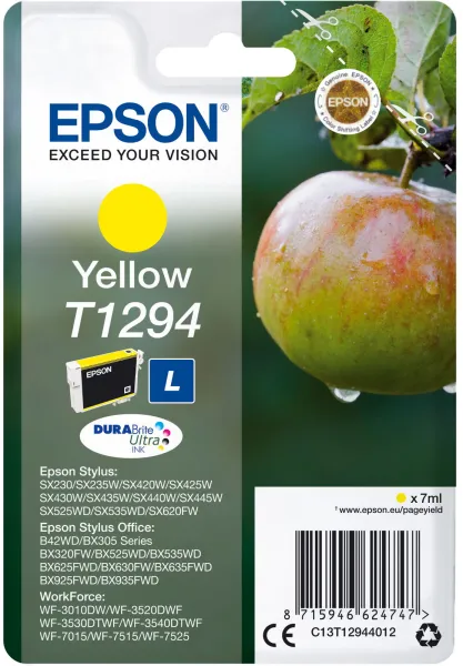 Cartucho de tinta amarillo Epson T1294 C13T12944012, 545 páginas