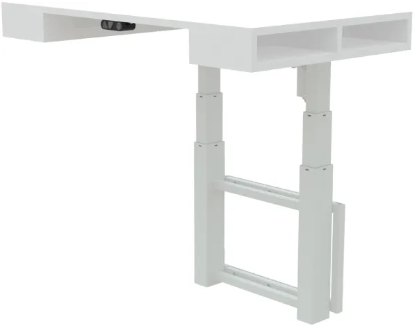 Armario blanco de pared con escritorio ajustable en altura