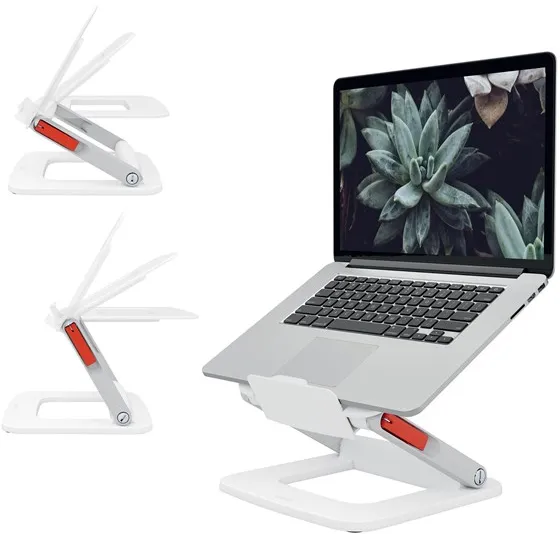 Leitz Ergo soporte para portátil ajustable multiángulo, 63 % plástico reciclado, blanco